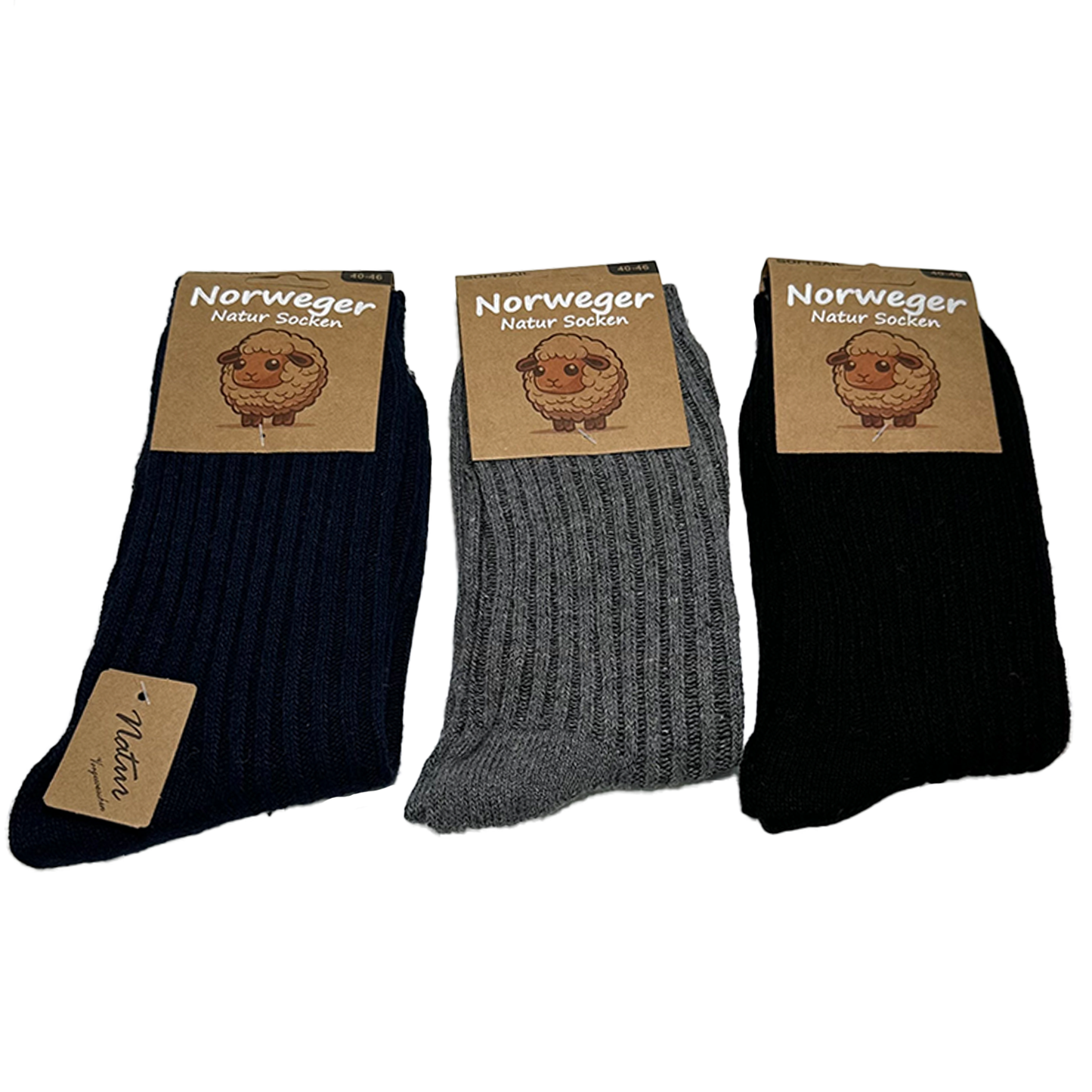 6/12 Paar Norweger Socken Herren Wollsocke aus 80% Wolle Arbeitswollsocke dicke Wintersocken 40-46