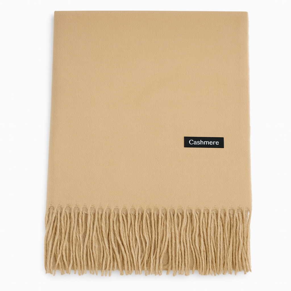 Luxus Cashmere Schal Damen & Herren in Beige – 70% Kaschmir 30% Viskose – XXL Winter Schal 200x75 cm – 215g leicht – Weicher Pashmina Schal in vielen Farben – Eleganter Premium Winterschal