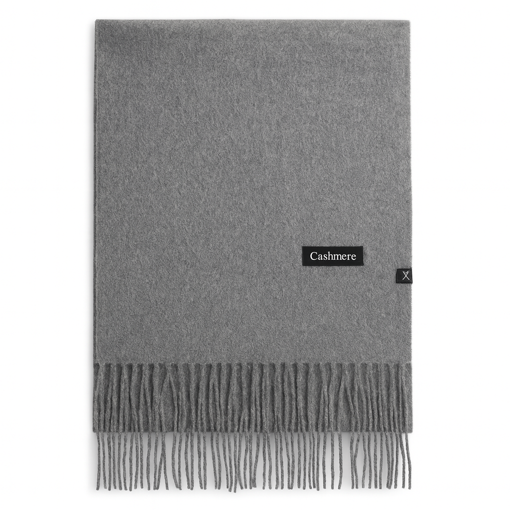Luxus Cashmere Schal Damen & Herren in Hell-Grau – 70% Kaschmir 30% Viskose – XXL Winter Schal 200x75 cm – 215g leicht – Weicher Pashmina Schal in vielen Farben – Eleganter Premium Winterschal
