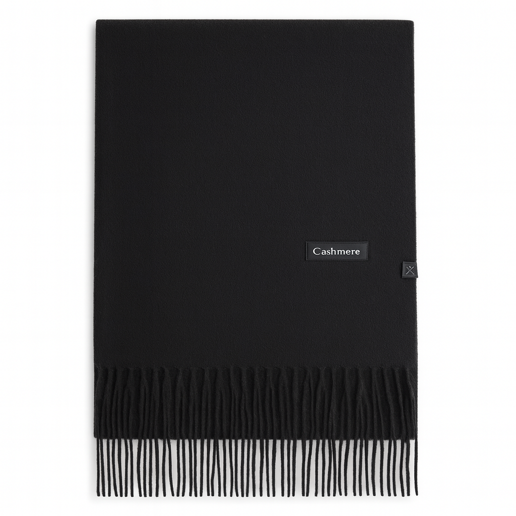 Luxus Cashmere Schal Damen & Herren in Schwarz – 70% Kaschmir 30% Viskose – XXL Winter Schal 200x75 cm – 215g leicht – Weicher Pashmina Schal in vielen Farben – Eleganter Premium Winterschal