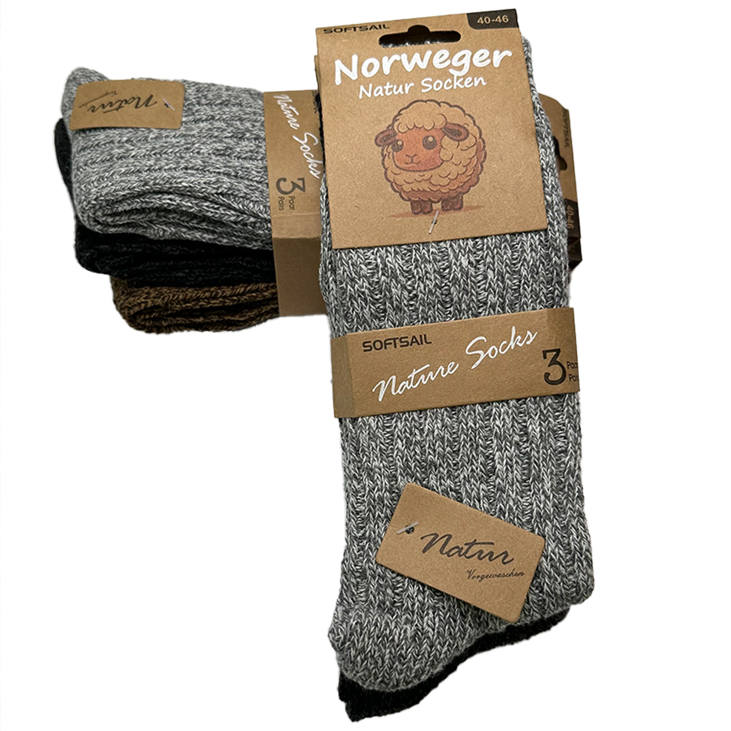 6/12 Paar Norweger Socken Herren Wollsocke aus 80% Wolle Arbeitswollsocke dicke Wintersocken 40-46