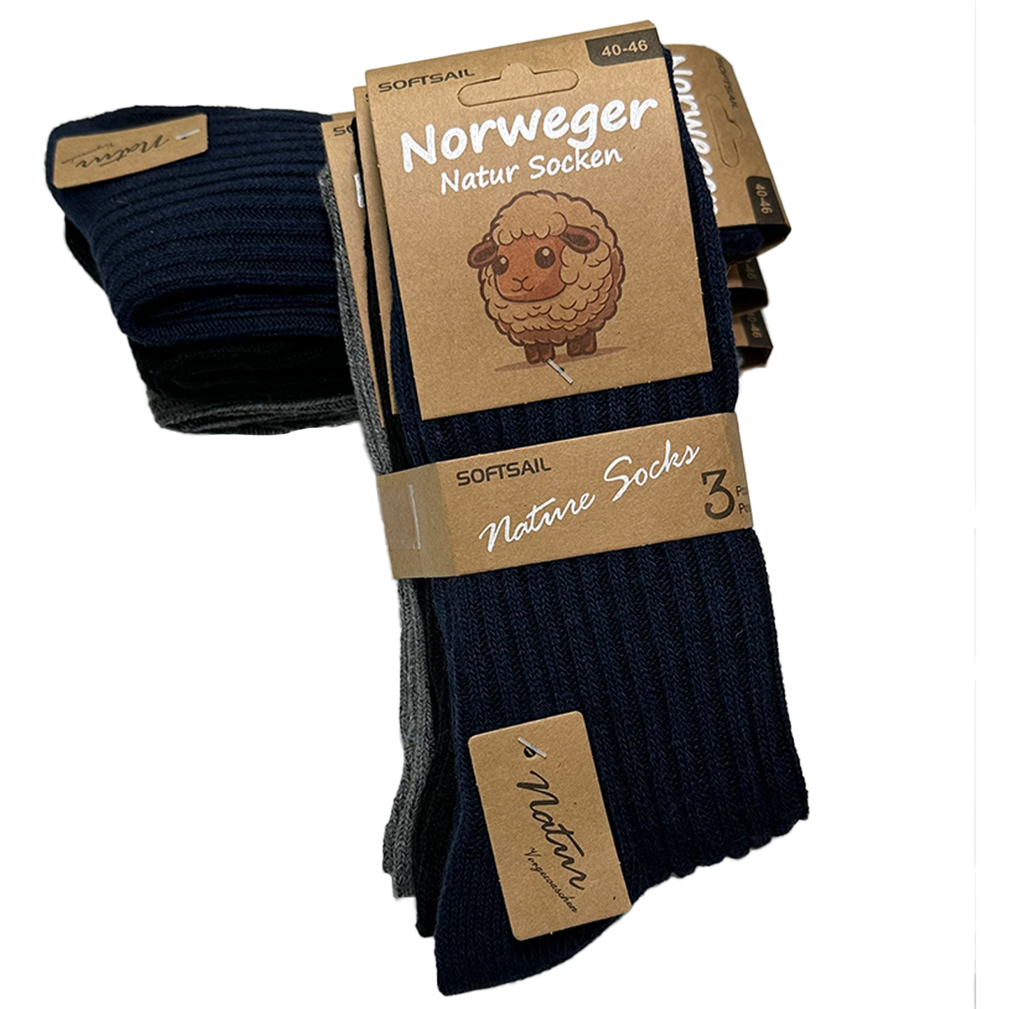 6/12 Paar Norweger Socken Herren Wollsocke aus 80% Wolle Arbeitswollsocke dicke Wintersocken 40-46