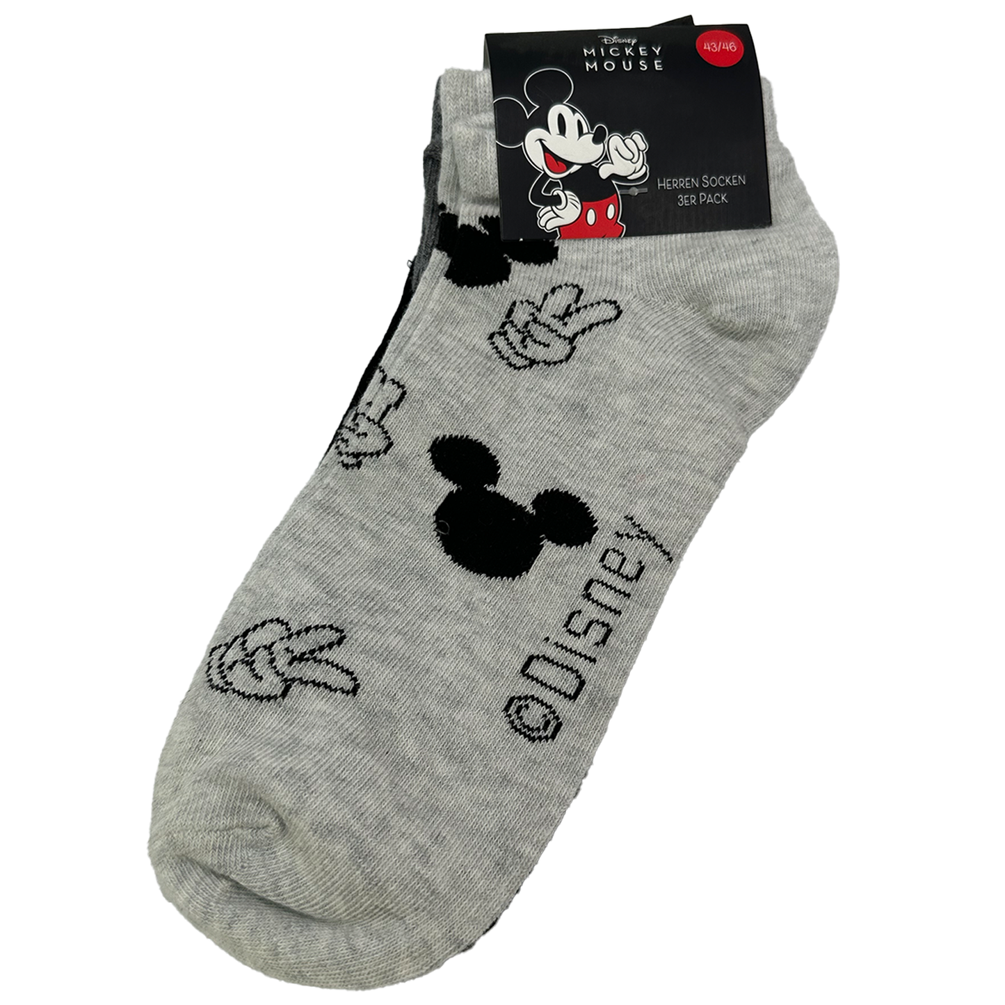 3er Pack Disney Mickey Mouse Herrensocken – Sneakersocken – Öko-Tex Standard 100 – Größe 43-46 – 70% Baumwolle, 28% Polyamid, 2% Elasthan – Bequem & Atmungsaktiv