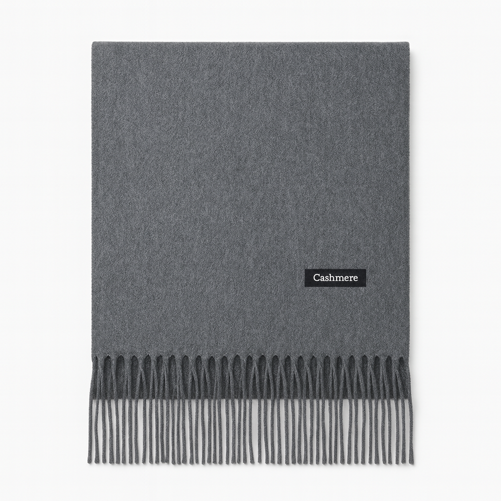 Luxus Cashmere Schal Damen & Herren in Grau – 70% Kaschmir 30% Viskose – XXL Winter Schal 200x75 cm – 215g leicht – Weicher Pashmina Schal in vielen Farben – Eleganter Premium Winterschal