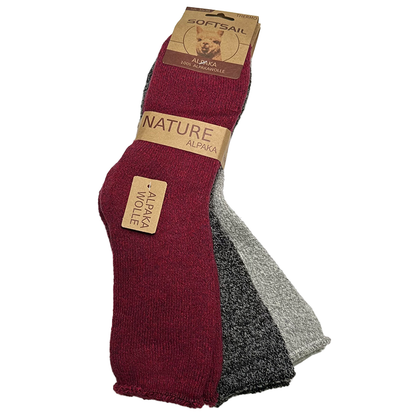 3/6 Paar Alpakasocken für Damen - 100% Alpakawolle - atmungsaktiv und wärmeisolierend 35-38 39-42
