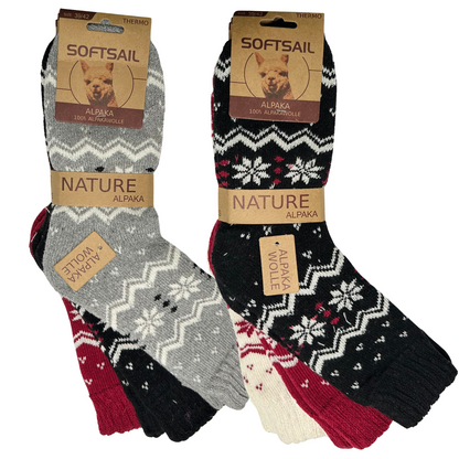 3er Pack Alpakasocken Thermo  – Warme Wollsocken für Damen & Herren | Größen 35–38 39-42