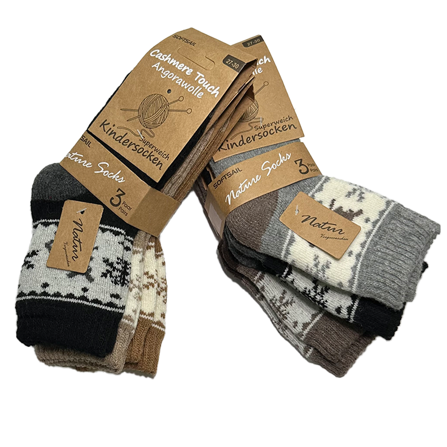 6/12 Paar Superweiche Kinder Cashmere Touch Angorawolle Socken – Größen 27-30 & 31-34
