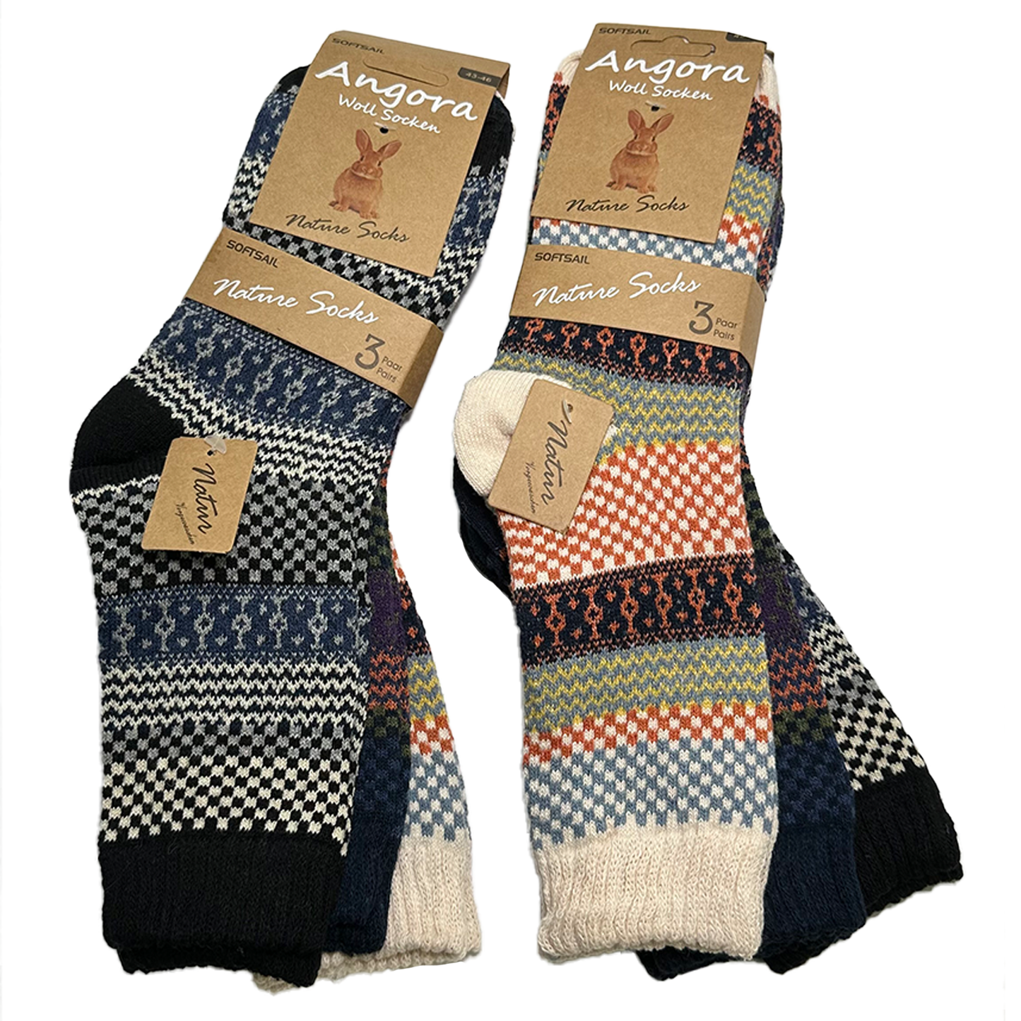 3-9 Paar Herren & Damen Angorawollsocken Vintage warme Vintage stil Wintersocken Geschenk 39-42 43-46