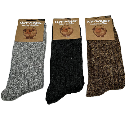 6/12 Paar Norweger Socken Herren Wollsocke aus 80% Wolle Arbeitswollsocke dicke Wintersocken 40-46