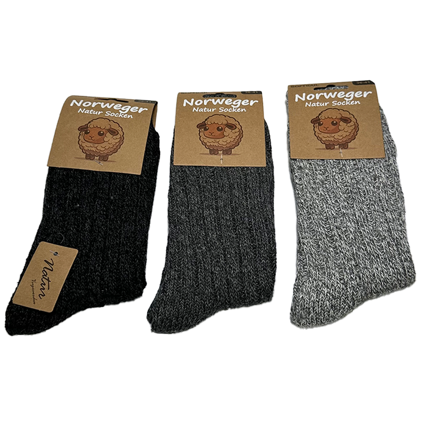 6/12 Paar Norweger Socken Damen Wollsocke aus 80% Wolle  dicke Wintersocken 36-41