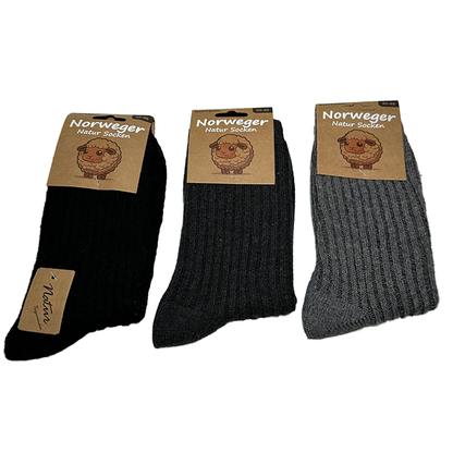 6/12 Paar Norweger Socken Herren Wollsocke aus 80% Wolle Arbeitswollsocke dicke Wintersocken 40-46