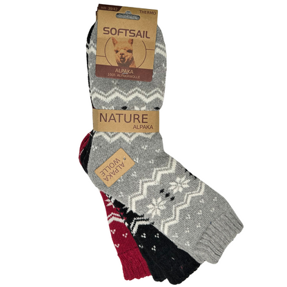 3er Pack Alpakasocken Thermo  – Warme Wollsocken für Damen & Herren | Größen 35–38 39-42
