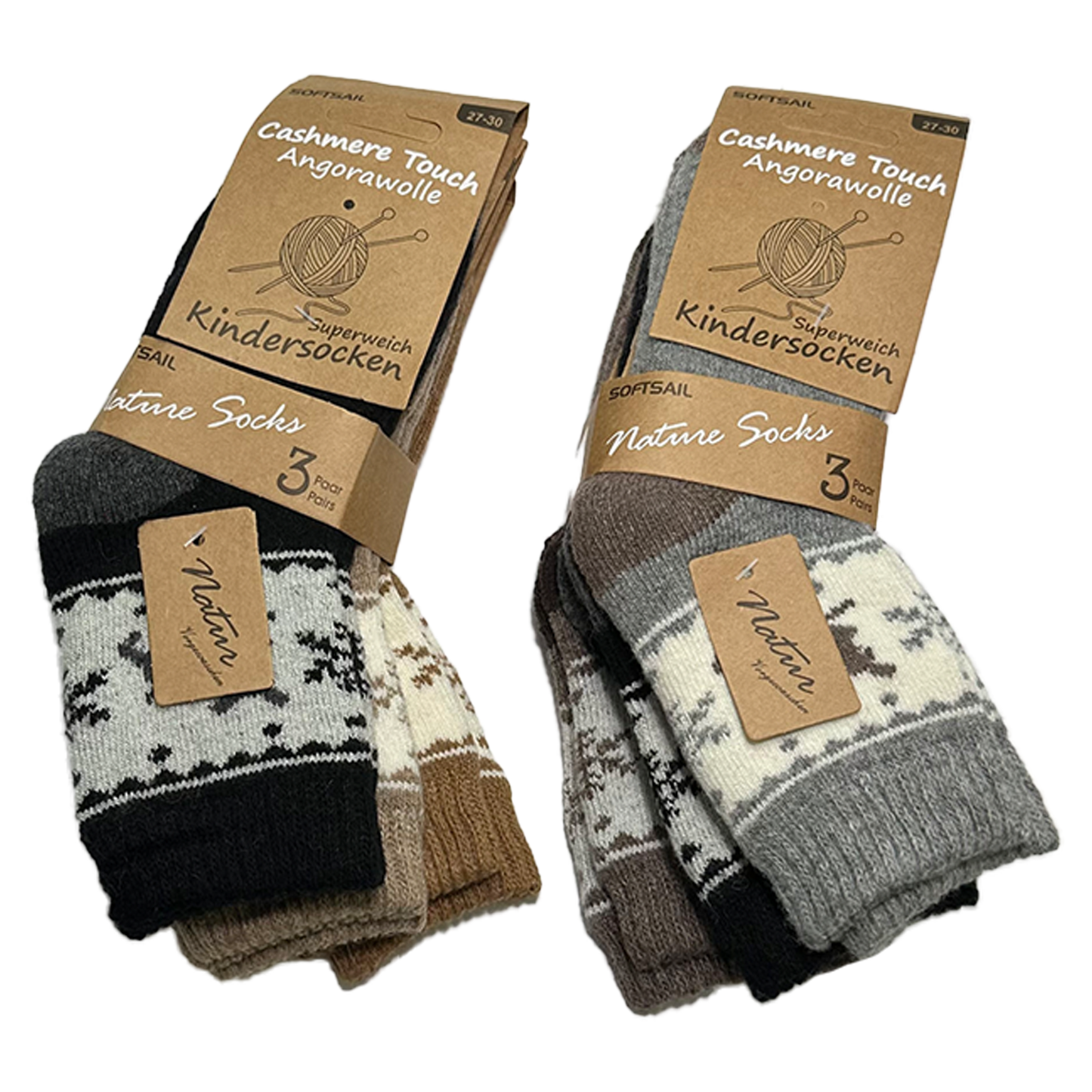 6/12 Paar Superweiche Kinder Cashmere Touch Angorawolle Socken – Größen 27-30 & 31-34