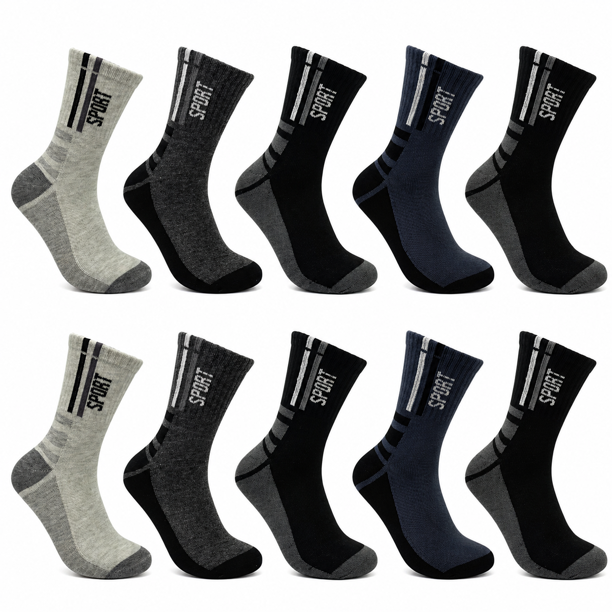 10-30 Paar Herren Sportsocken Baumwolle, Tennissocken Freizeit und Arbeitssocken