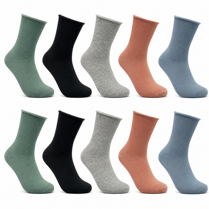 Damen Baumwollsocken ohne Gummibund – 95% Baumwolle – 10 bis 30 Paar – Größe 35–38 & 39–42