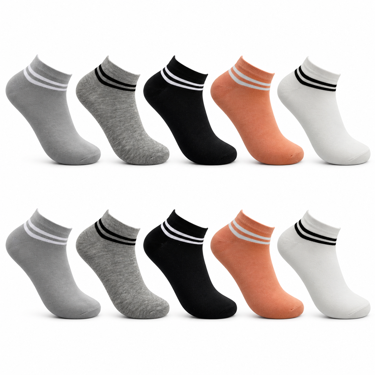 10 oder 20 Paar Damen Sneaker Socken Baumwolle 35-42 Top-Qualität – Basic Set