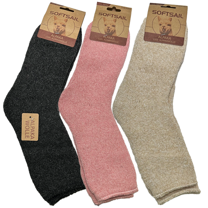 3/6 Paar Alpakasocken für Damen - 100% Alpakawolle - atmungsaktiv und wärmeisolierend 35-38 39-42