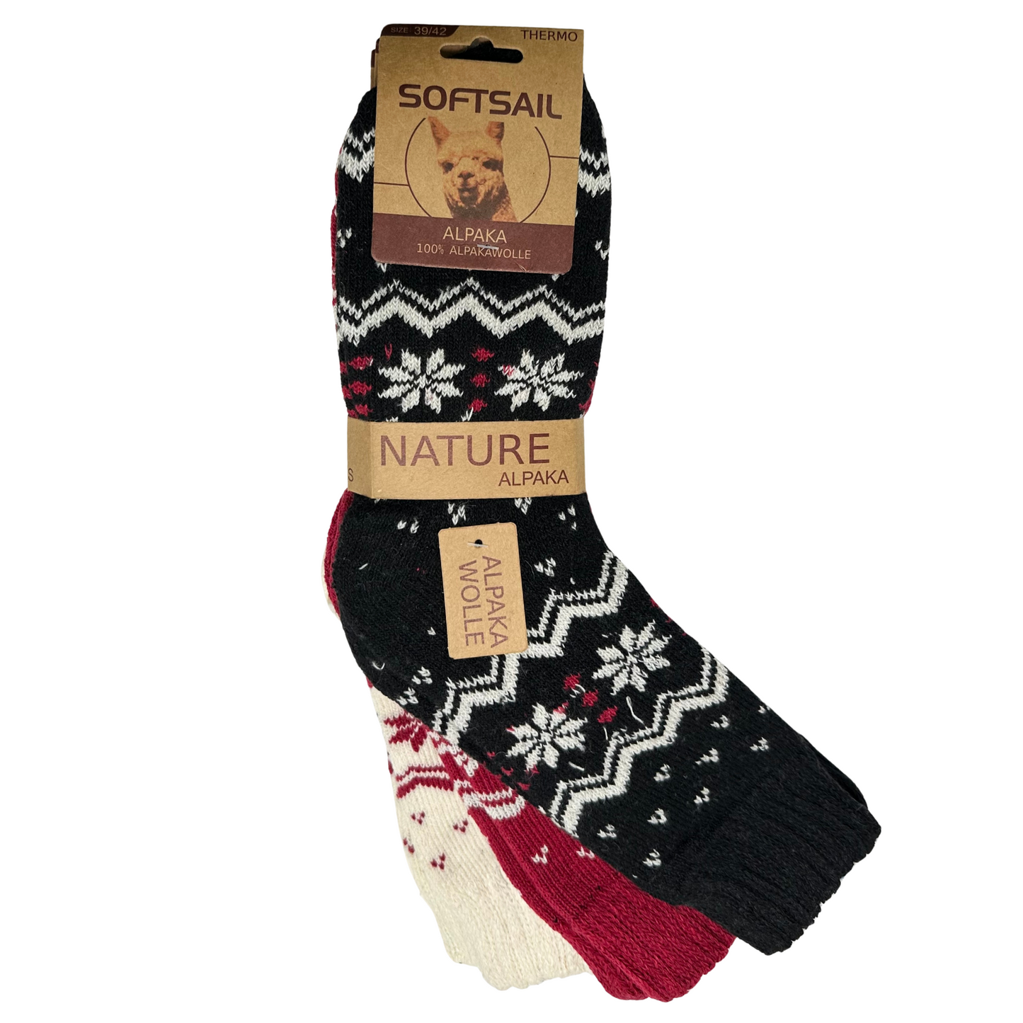 3er Pack Alpakasocken Thermo  – Warme Wollsocken für Damen & Herren | Größen 35–38 39-42