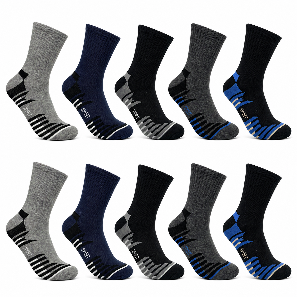 10-30 Paar Herren Sportsocken Baumwolle, Tennissocken Freizeit und Arbeitssocken