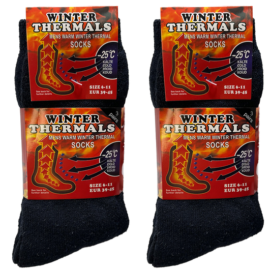 6/12 Paar Herren Thermo-Winter Socken - Für bis zu -25°C Kälte Arbeitssocken Größe 39-45