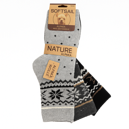 3 Paar Alpakasocken Damen & Herren 39-42 / 43-46 | 95% Wolle, 5% Elastan | Diabetiker Socken mit losem Bündchen | Thermo Wintersocken