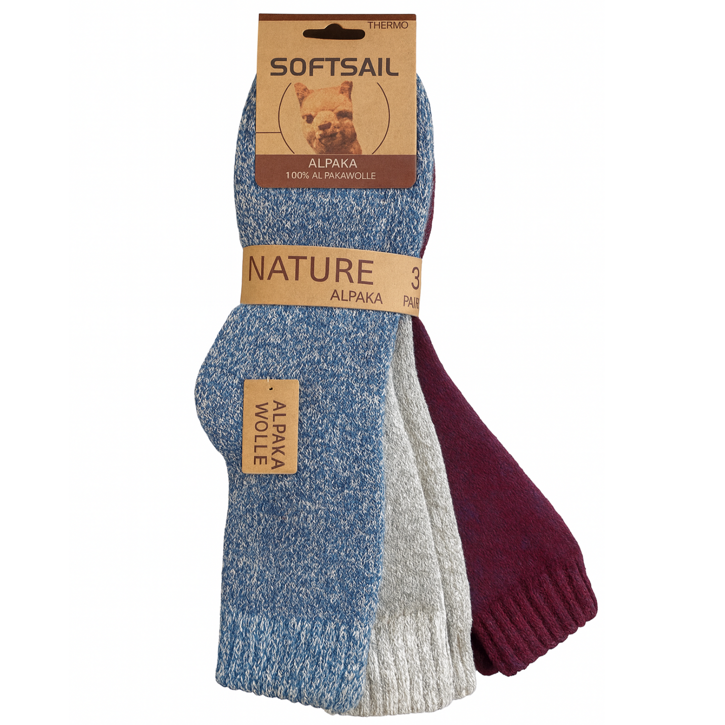 3er Pack Alpakasocken Thermo Unisex | 35-38 & 39-42 | 95% Alpaka