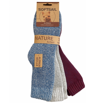 3er Pack Alpakasocken Thermo Unisex | 35-38 & 39-42 | 95% Alpaka