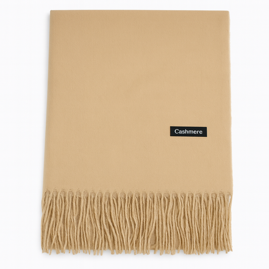 Luxus Cashmere Schal Damen & Herren in Beige  – 70% Kaschmir 30% Viskose – XXL Winter Schal 200x75 cm – 215g leicht – Weicher Pashmina Schal in vielen Farben – Eleganter Premium Winterschal