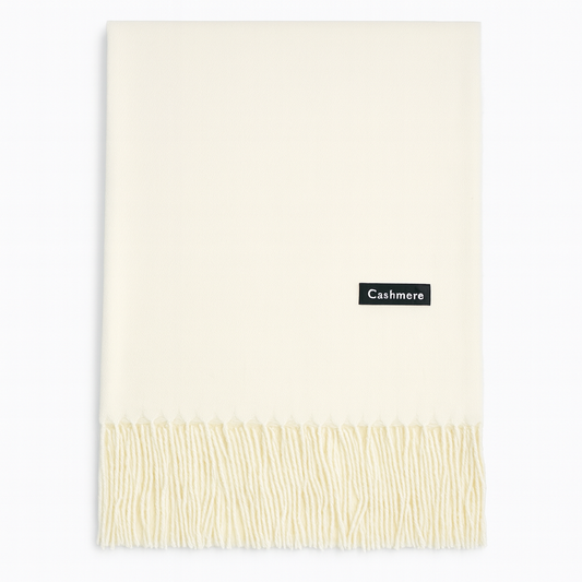 Luxus Cashmere Schal Damen & Herren in Weiß – 70% Kaschmir 30% Viskose – XXL Winter Schal 200x75 cm – 215g leicht – Weicher Pashmina Schal in vielen Farben – Eleganter Premium Winterschal