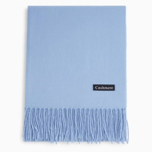 Luxus Cashmere Schal Damen & Herren in Babyblau  – 70% Kaschmir 30% Viskose – XXL Winter Schal 200x75 cm – 215g leicht – Weicher Pashmina Schal in vielen Farben – Eleganter Premium Winterschal