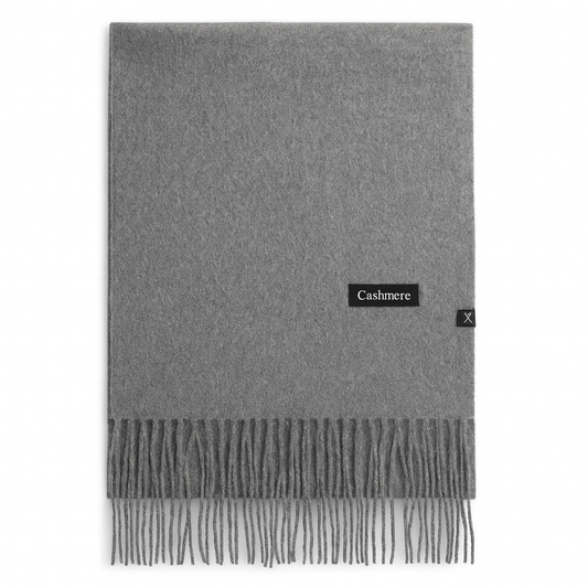 Luxus Cashmere Schal Damen & Herren in Hell-Grau  – 70% Kaschmir 30% Viskose – XXL Winter Schal 200x75 cm – 215g leicht – Weicher Pashmina Schal in vielen Farben – Eleganter Premium Winterschal