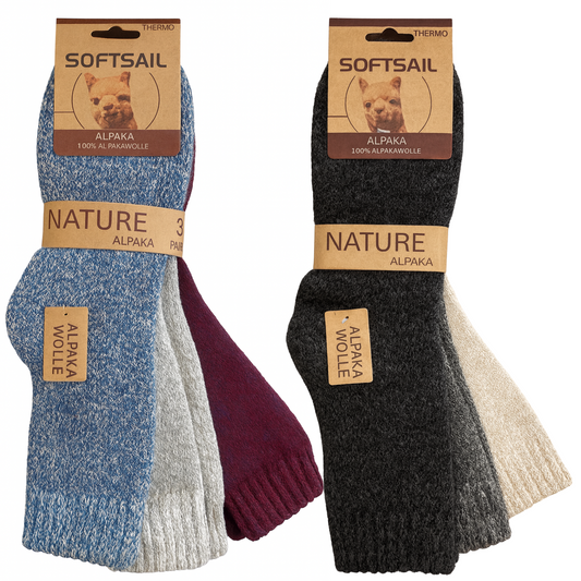 3er Pack Alpakasocken Thermo Unisex | 35-38 & 39-42 | 95% Alpaka