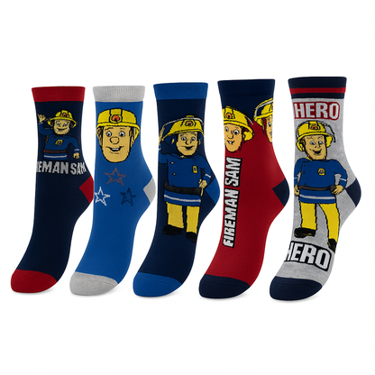 5er Pack Fireman Sam Socken  für Kinder – Öko-Tex Standard 100 zertifiziert – Größen 23-26, 27-30, 31-34 Bequeme & Strapazierfähige Kindersocken