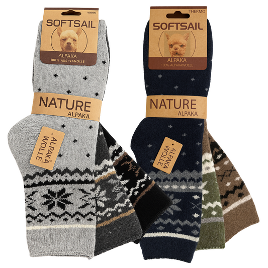 3 Paar Alpakasocken Damen & Herren 39-42 / 43-46 | 95% Wolle, 5% Elastan | Diabetiker Socken mit losem Bündchen | Thermo Wintersocken