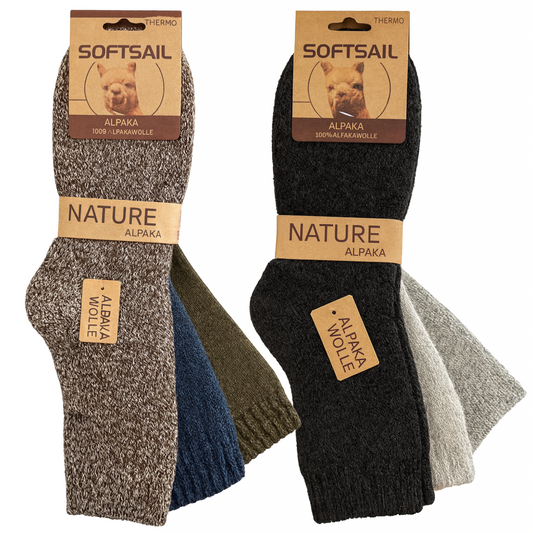 3er Pack Alpakasocken Damen & Herren | Größen 39-42 & 43-46 | 95% Alpakawolle, 5% Elastan | Thermo Warm & Atmungsaktiv