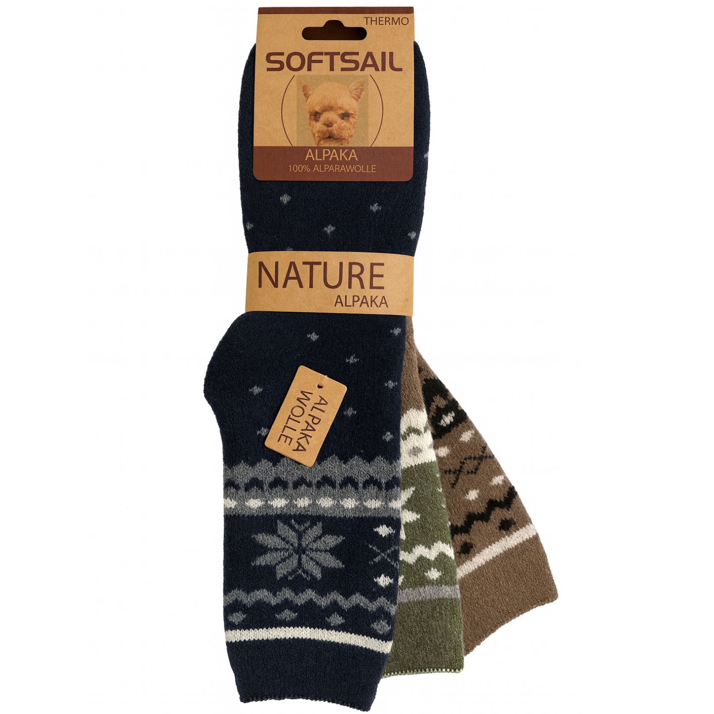 3 Paar Alpakasocken Damen & Herren 39-42 / 43-46 | 95% Wolle, 5% Elastan | Diabetiker Socken mit losem Bündchen | Thermo Wintersocken