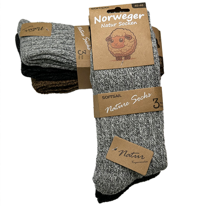 6/12 Paar Norweger Socken Herren Wollsocke aus 80% Wolle Arbeitswollsocke dicke Wintersocken 40-46