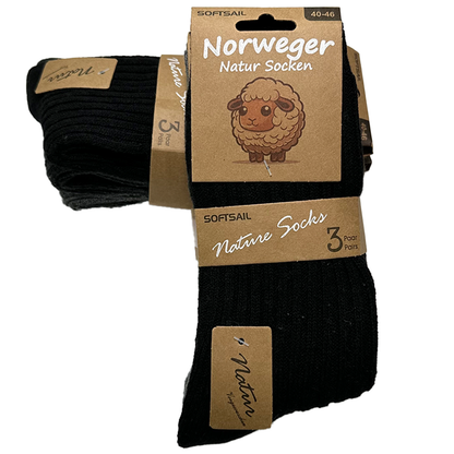 6/12 Paar Norweger Socken Herren Wollsocke aus 80% Wolle Arbeitswollsocke dicke Wintersocken 40-46