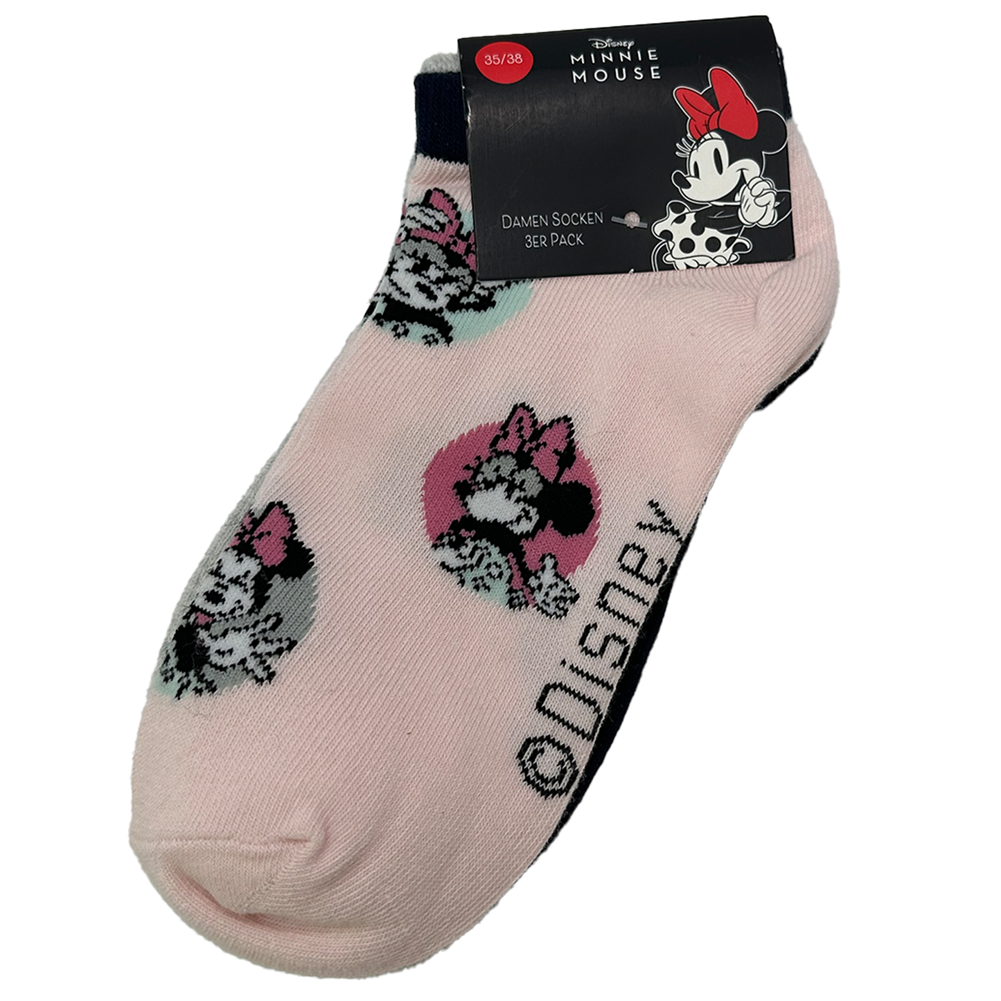 3er Pack Disney Minnie Mouse Damensocken – Öko-Tex Standard 100 – Größen 35-38, 39-42 – Bequem & Strapazierfähig