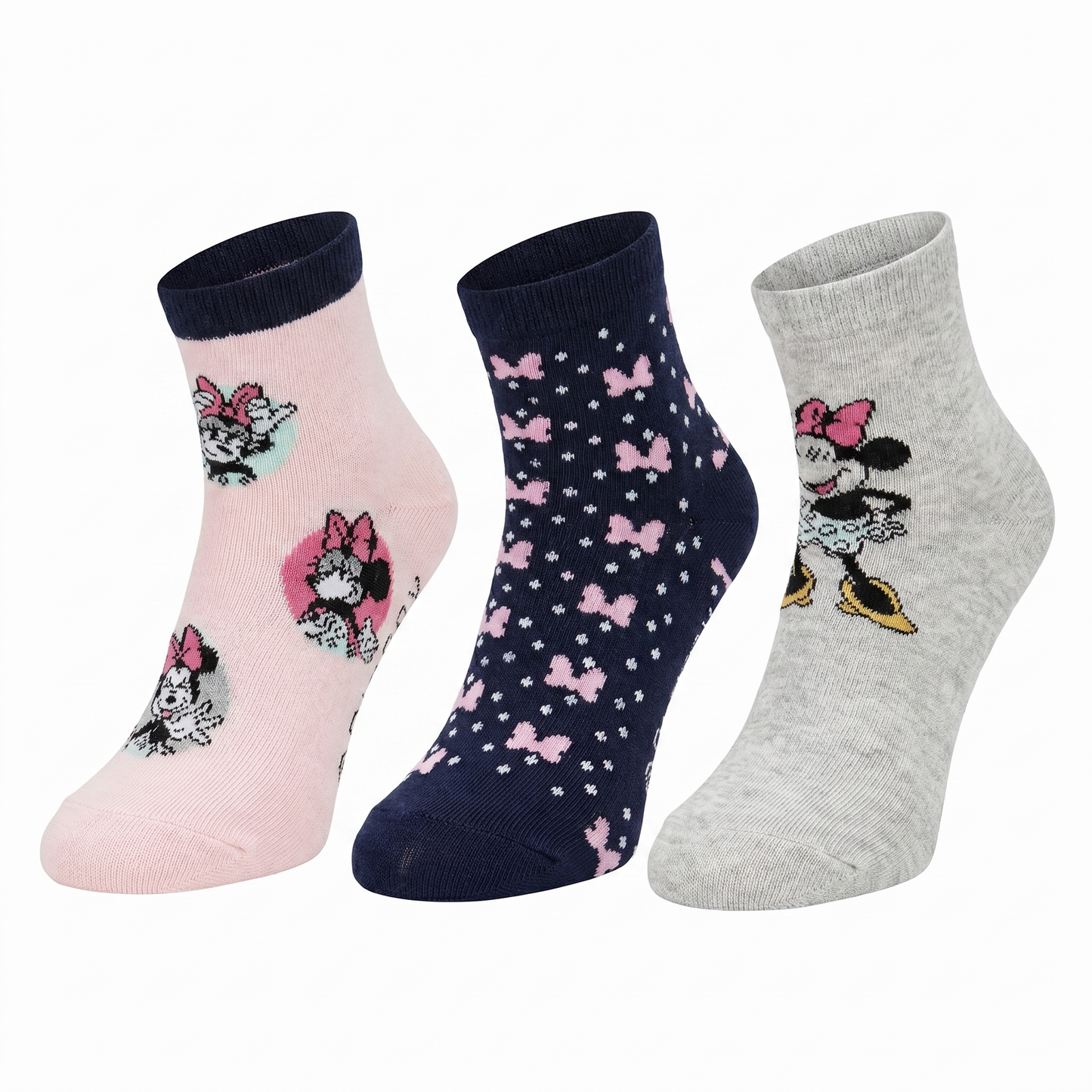 3er Pack Disney Minnie Mouse Damensocken – Öko-Tex Standard 100 – Größen 35-38, 39-42 – Bequem & Strapazierfähig