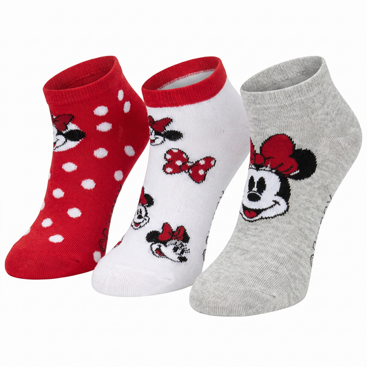 3er Pack Disney Minnie Mouse Damensocken – Öko-Tex Standard 100 – Größen 35-38, 39-42 – Bequem & Strapazierfähig