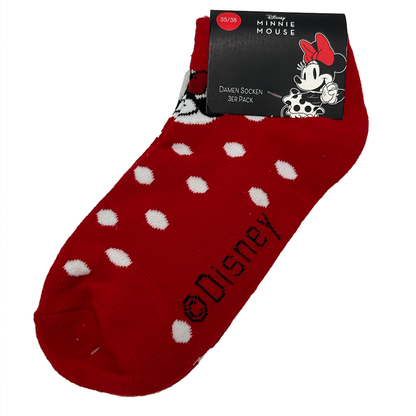 3er Pack Disney Minnie Mouse Damensocken – Öko-Tex Standard 100 – Größen 35-38, 39-42 – Bequem & Strapazierfähig