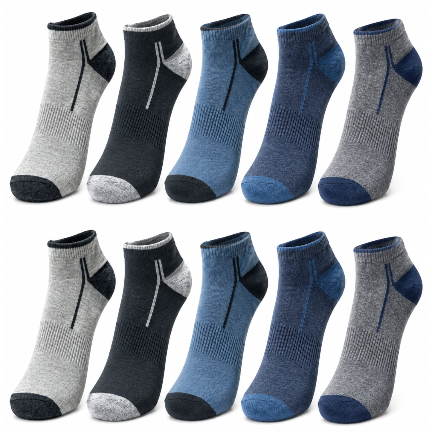 Herren Sportsocken Set – Atmungsaktive Knöchelsocken aus 95% Baumwolle | 10er & 20er Pack