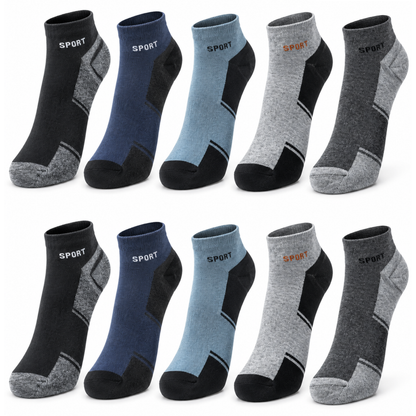 Herren Sportsocken Set – Atmungsaktive Sommer Knöchelsocken aus 95% Baumwolle | 10er & 20er Pack