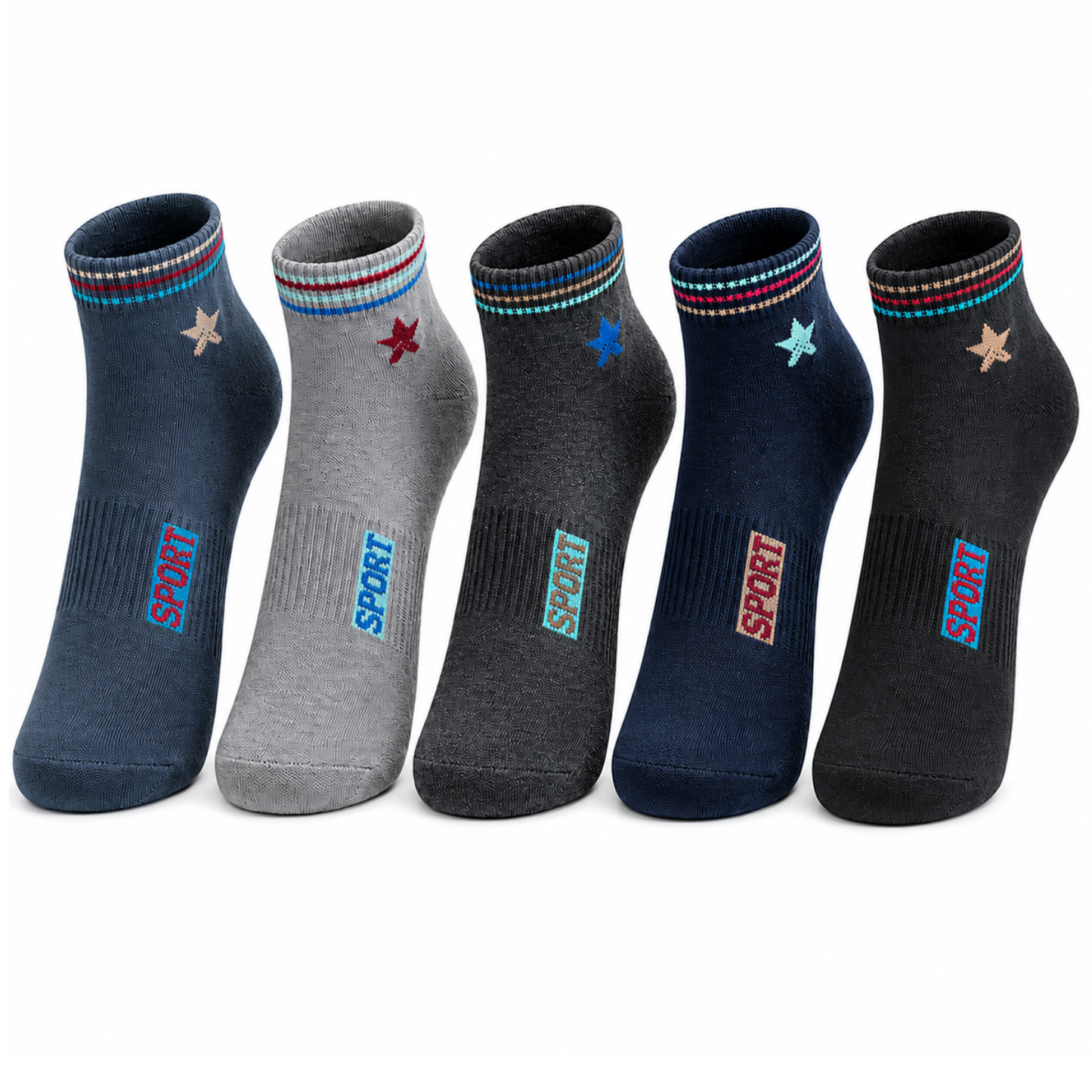 Herren Sportsocken Set – Atmungsaktive Knöchelsocken aus 95% Baumwolle | 10er & 20er Pack