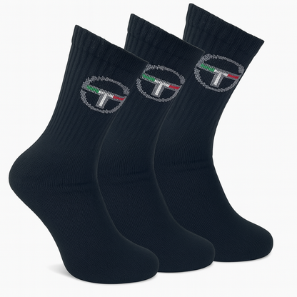 6/12 Paar Sergio Tacchini Socken | Ideal für Arbeit & Sport | Größen 39-46 | Schwarz & Weiß