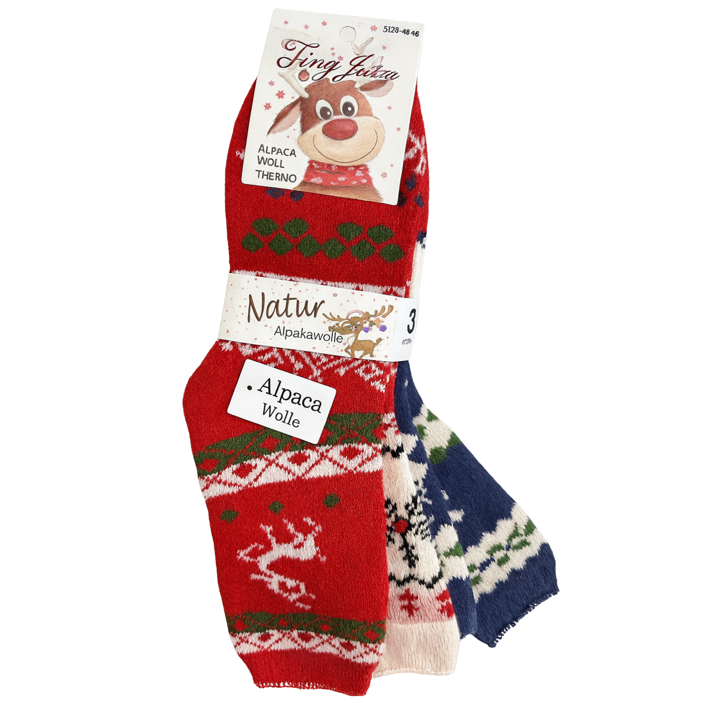3/6/9 Paar Alpakasocken 40–46 – 90% Alpakawolle, Wintersocken mit Weihnachtsmotiv, Unisex