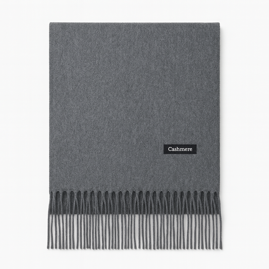 Luxus Cashmere Schal Damen & Herren in Grau  – 70% Kaschmir 30% Viskose – XXL Winter Schal 200x75 cm – 215g leicht – Weicher Pashmina Schal in vielen Farben – Eleganter Premium Winterschal